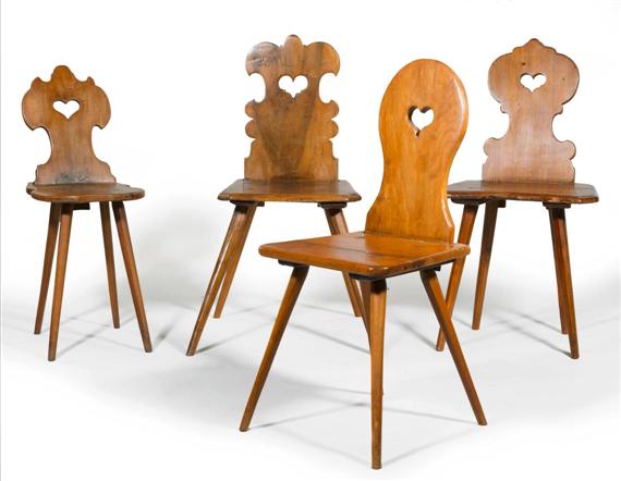 Appraisal: LOT OF SIMILAR STABELLEN rustic chairs Switzerland th th cent