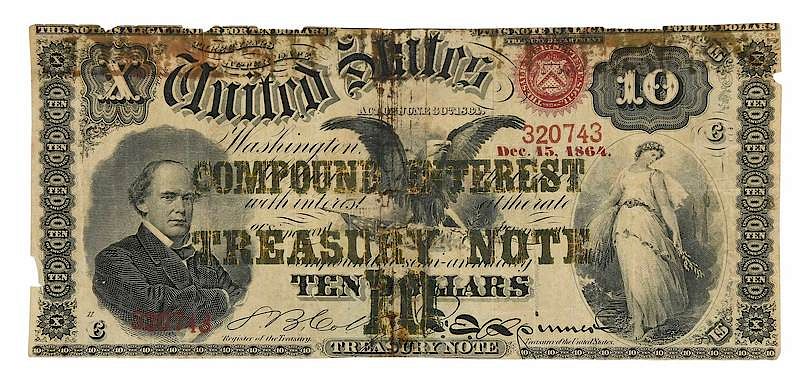 Appraisal: Dollar Compound Interest Treasury Note seldom seen December overprint Colby