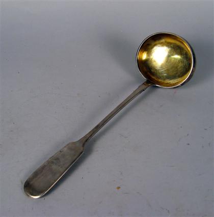 Appraisal: Russian silver and silver gilt ladle The fiddle handle extending