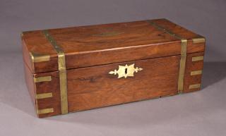 Appraisal: English Brass Bound Walnut Lap Desk th c the interior