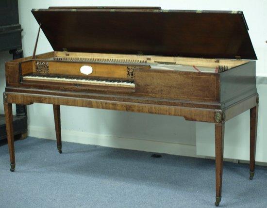 Appraisal: A mahogany table piano inlaid boxwood stringing with ve keyboard