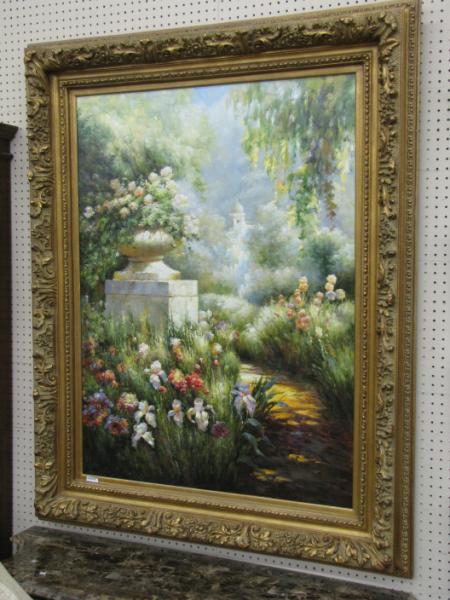 Appraisal: '' x '' Decorator Oil on Canvas Framed Garden Path