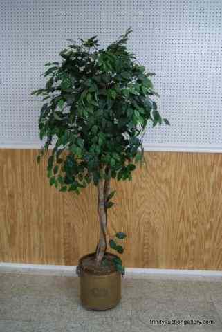 Appraisal: ' Faux Ficus Tree in Brass Planter PotThis is a