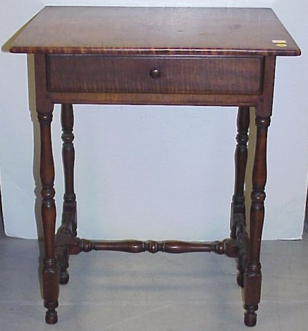 Appraisal: Single drawer stand made from early elements figured maple top