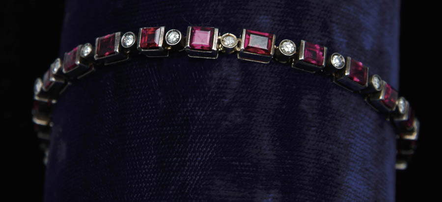 Appraisal: RUBY AND DIAMOND BRACELET Extremely nice white gold bracelet is