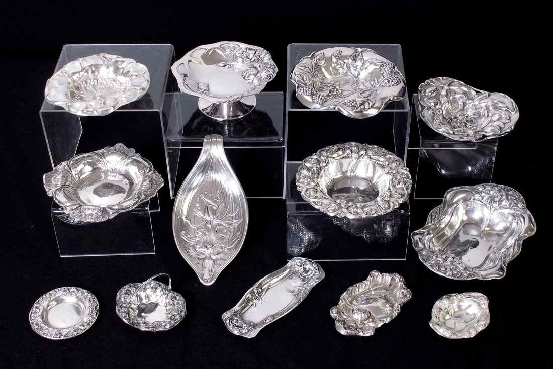 Appraisal: ASSEMBLED COLLECTION OF ART NOUVEAU STERLING TRAYS Approx pieces trays