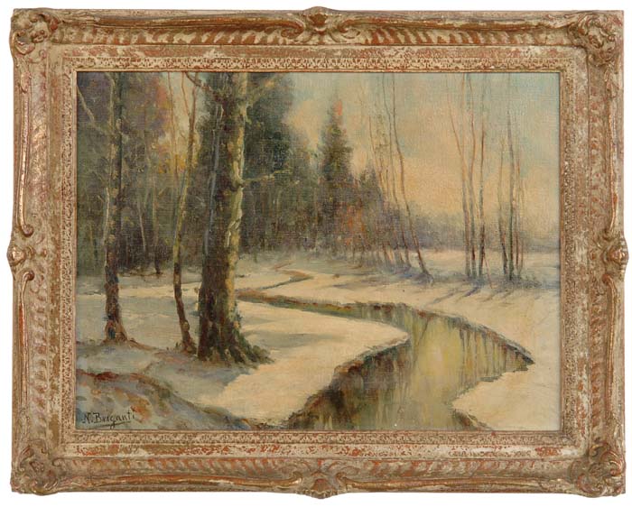 Appraisal: NICHOLAS BRIGANTI American - WINTER STREAM AND HARBOR VIEW A