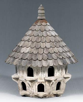 Appraisal: Architectural birdhouse painted decoration half round design with turned finial