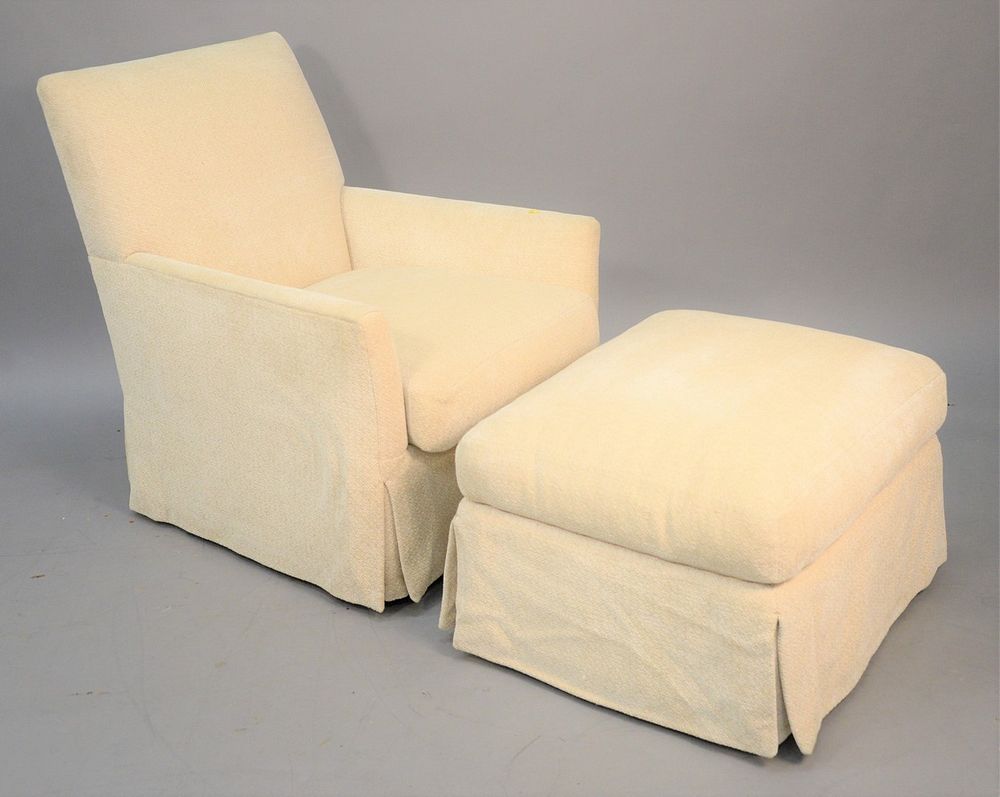 Appraisal: R Jones upholstered club chair and ottoman ht wd Estate