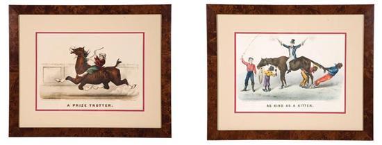 Appraisal: TWO PRINTS BY CURRIER IVES Handcolored lithographs Humorous small folio