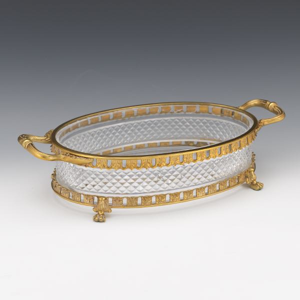 Appraisal: FRENCH D'ORE BRONZE AND BACCARAT OVAL CENTERPIECE BOWL x x