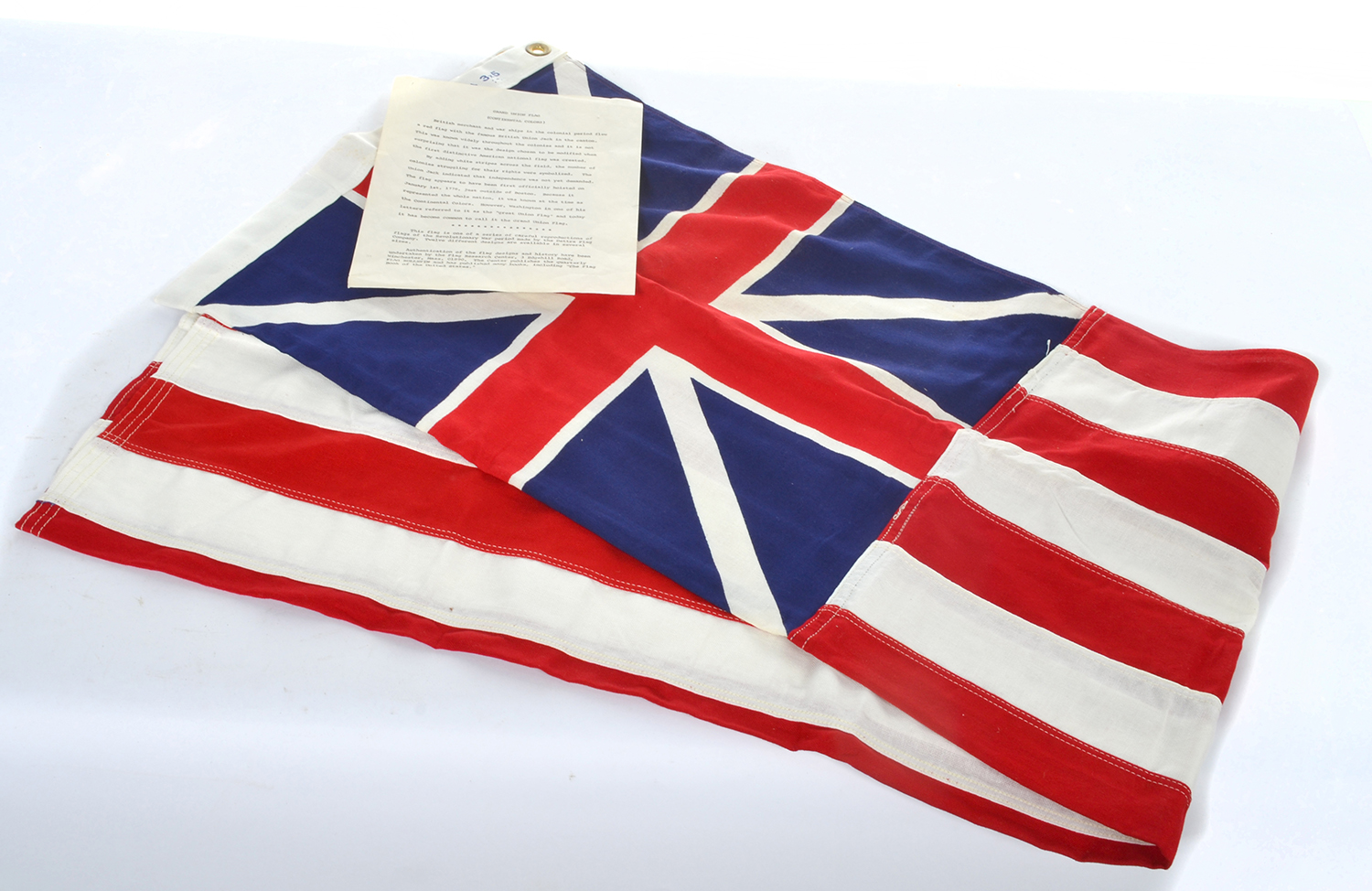 Appraisal: A GRAND UNION FLAG REPRODUCTION OF THE LATE TH CENTURY