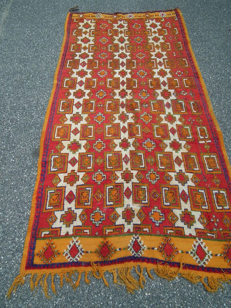 Appraisal: ANTIQUE TURKISH RUG Old or antique bright yellow red and