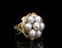 Appraisal: Gray Baroque Pearl Ring ca 's Seven gray pearls approx