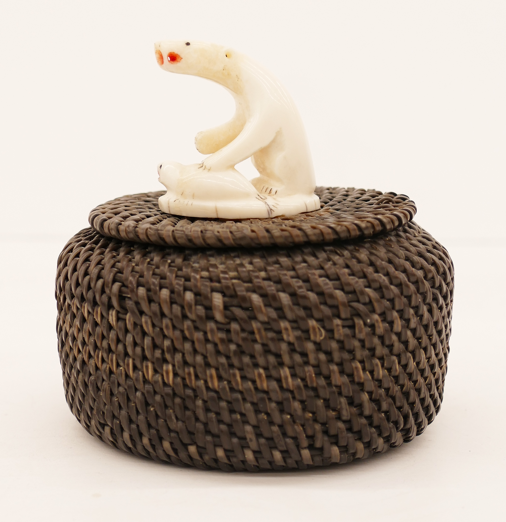 Appraisal: George Omnik - Inuit Polar Bear Baleen Basket ''x ''