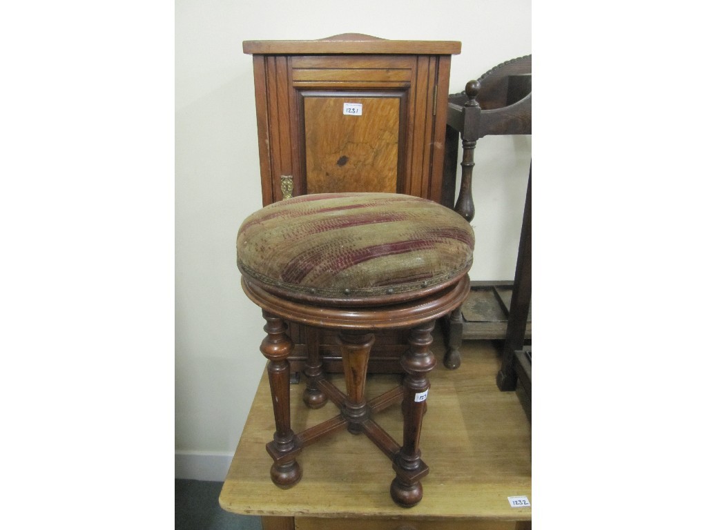 Appraisal: Victorian walnut bedside locker and revolving piano stool