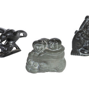 Appraisal: Inuit Soapstone Carvings lot of includes Charlie Sivuarapik - eagle