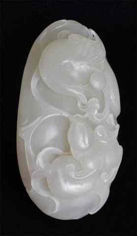 Appraisal: Chinese Carved Jade - Bird and RabbitFinely carved and polished