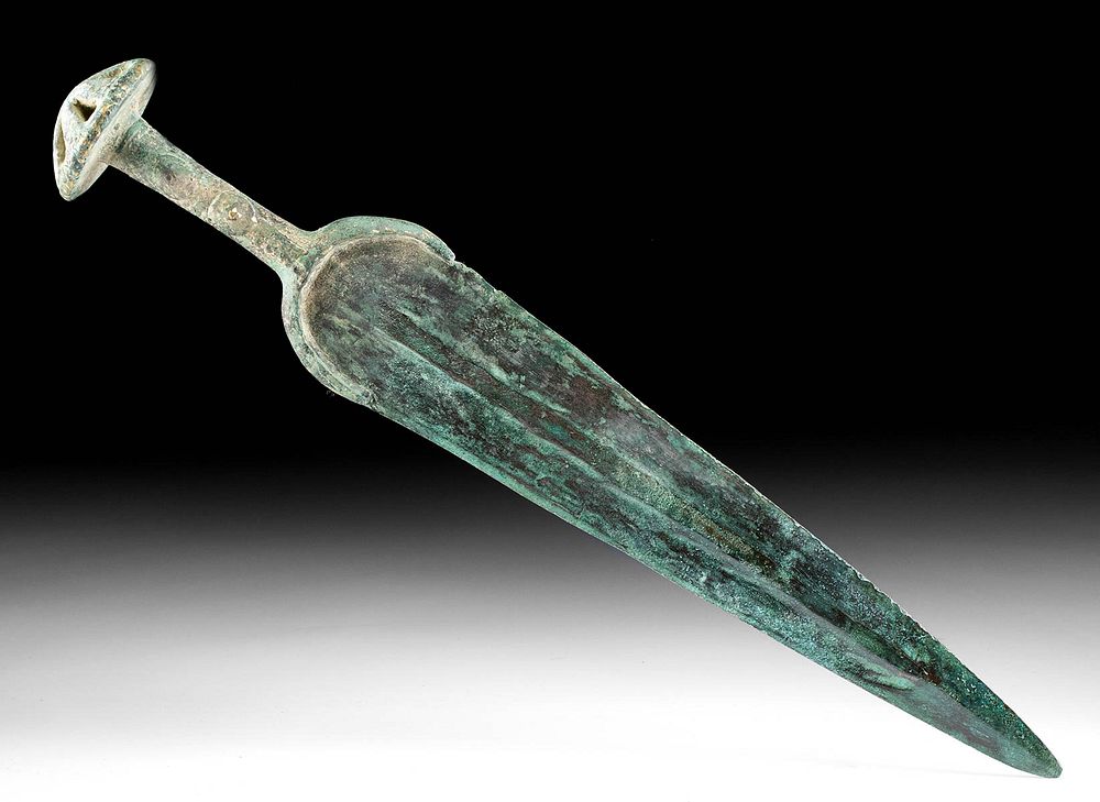 Appraisal: Luristan Copper Double-Edge Sword Brass Handle Ancient Near East northwestern