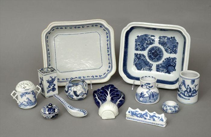 Appraisal: Twelve Chinese Blue and White Porcelain Table Articles Including a