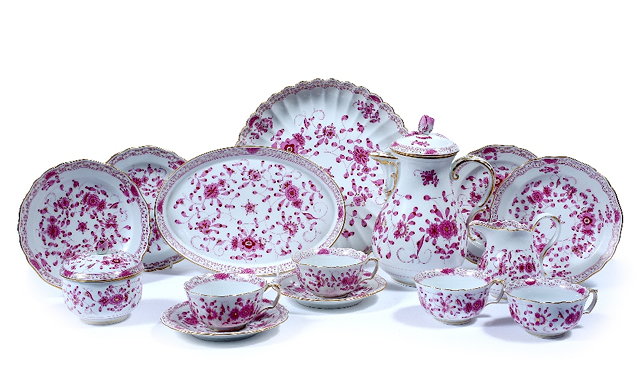 Appraisal: A Meissen porcelain part breakfast set th Centurydecorated in the