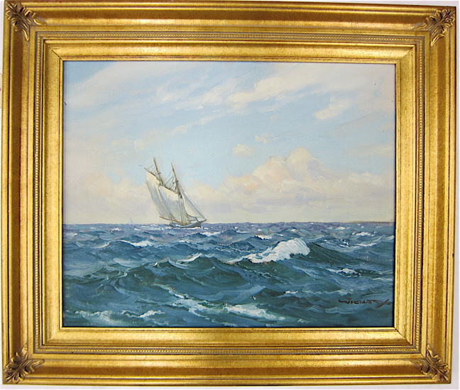 Appraisal: CHARLES BRIDGEMAN VICKERY OIL ON CANVAS Illinois - Schooner at