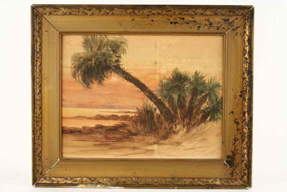 Appraisal: W C ON BOARD - Palm Trees on Shore at