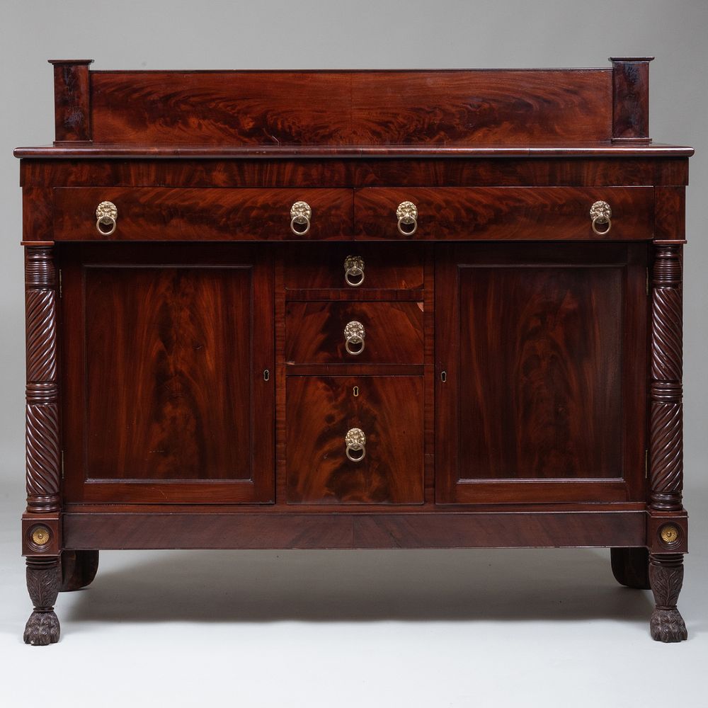 Appraisal: Classical Carved Mahogany Sideboard Purportedly Signed Caleb C Burroughs January