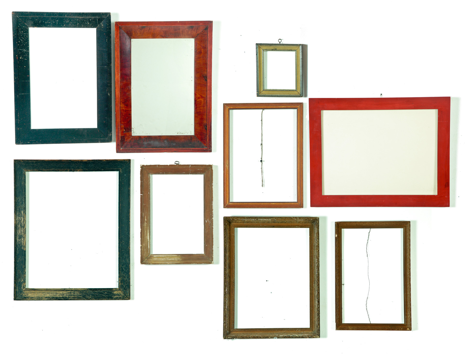 Appraisal: NINE AMERICAN FRAMES Nineteenth- th century Includes red-painted narrow ogee