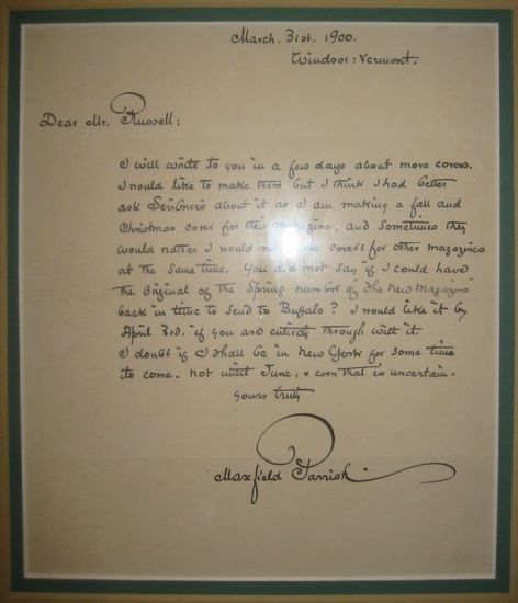 Appraisal: ARTISTS PARRISH MAXFIELD Autograph Letter Signed to Mr Russell expressing