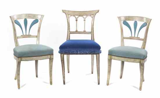 Appraisal: A Pair of Biedermeier Painted Side Chairs together with a