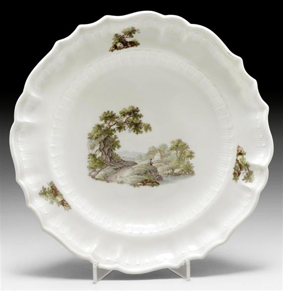 Appraisal: PLATE WITH LANDSCAPE PAINTING ZURICH CIRCA Underglaze blue mark Z