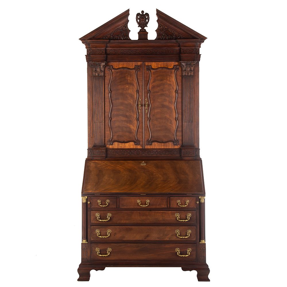 Appraisal: Henkel Harris Mahogany Document Secretary Circa Georgian style mahogany desk