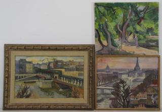 Appraisal: MARRE Helene Three Oils on Canvas River scene - signed