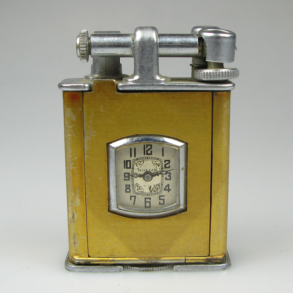 Appraisal: Rollin Pocket Watch Lighter circa jewel movement adjusted to positions