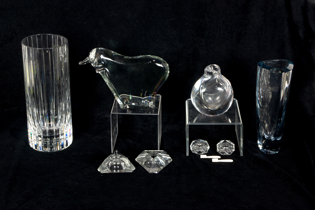 Appraisal: LOT OF FRENCH AND SCANDINAVIAN GLASS TABLE ARTICLES Lot of