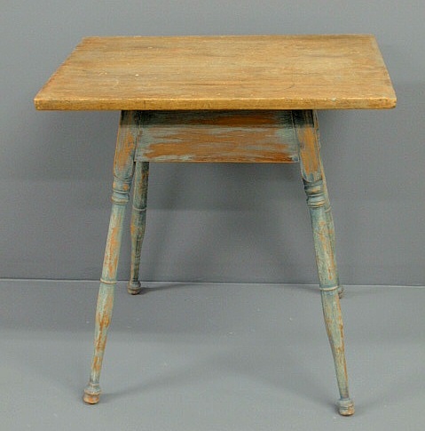 Appraisal: New England tavern table c with blue paint decoration splay