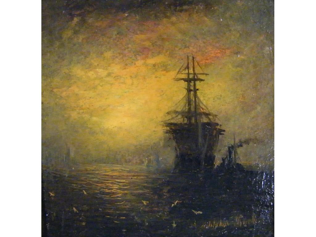 Appraisal: By Adolphus Knell fl - - schooner at sunset signed