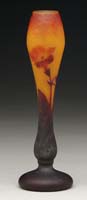 Appraisal: DAUM NANCY WHEEL-CARVED VASE Burnt orange tobacco flowers and buds