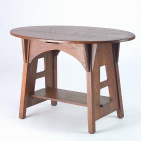 Appraisal: Mission Style Oak Oval Library Table Limberts Studios Oak x