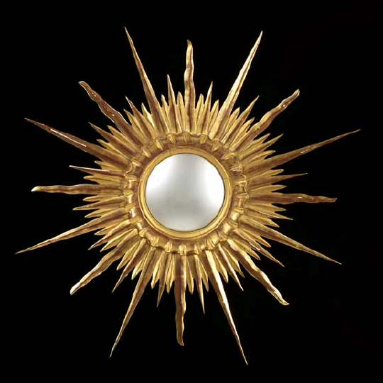 Appraisal: Italian Carved Giltwood Convex Sunburst Looking Glass in the Directoire