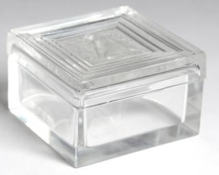 Appraisal: Lalique Glass Box Of squared form with central medallion of