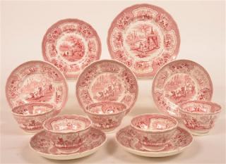 Appraisal: Pieces of Staff Red Trans Palestine China Pieces of Staffordshire