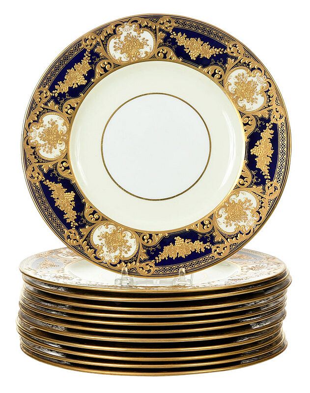 Appraisal: Set of Wedgwood Cobalt and Gilt Plates British th century