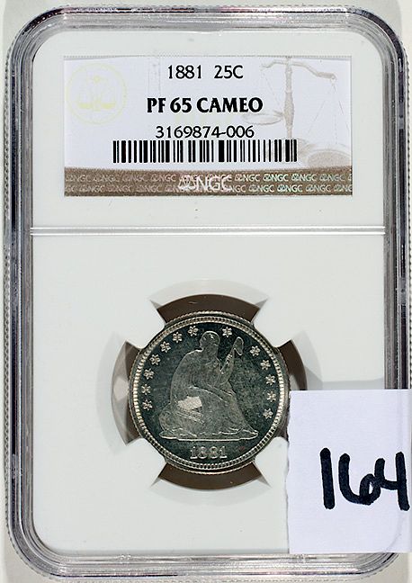 Appraisal: Cent Proof Seated Liberty proof cameo NGC Condition Please contact