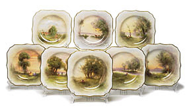 Appraisal: A set of eight Royal Doulton square form dessert plates