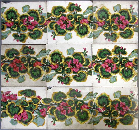 Appraisal: Set of nine late Victorian Minton's pottery square tiles each