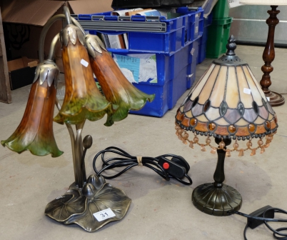 Appraisal: Tiffany style lamp base with shade and similar Lily lamp