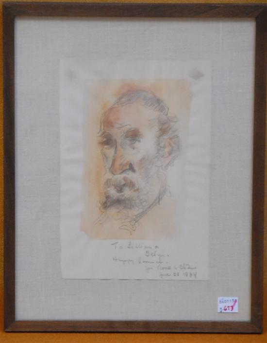 Appraisal: CONTEMPORARY SCHOOL Watercolor Portrait of a Bearded Man Illigebily signed