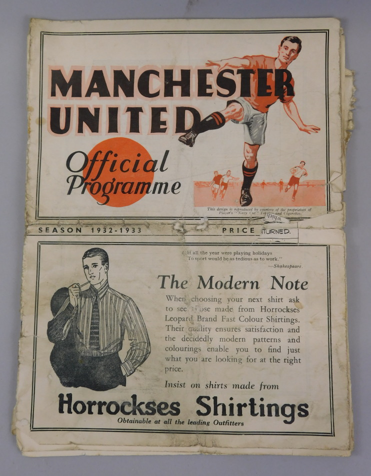 Appraisal: A football programme for a match between Manchester United Southampton